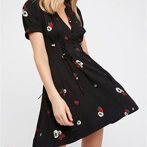 Free People Dream Girl Lace Up Strawberry Dress